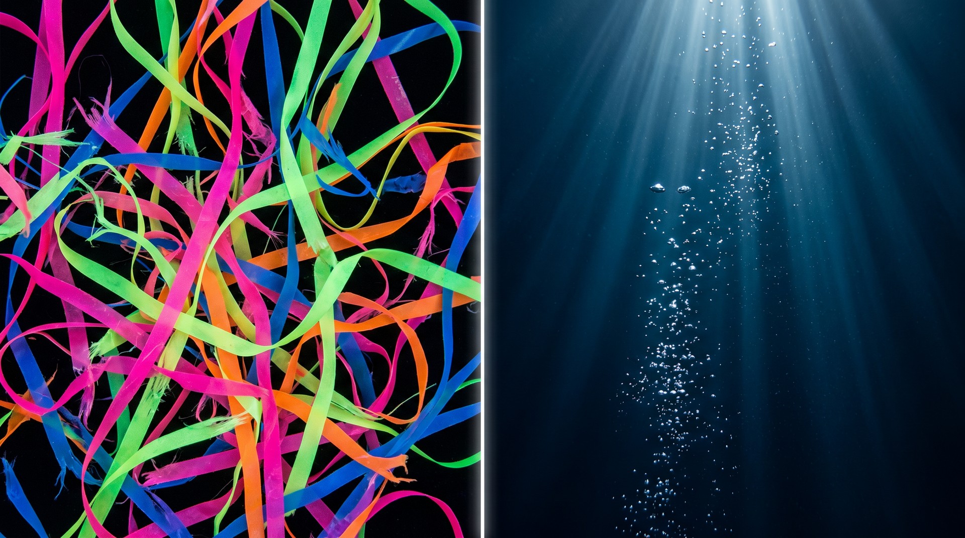 Comparison showing the generic neon template versus the new premium deep-water aesthetic created for the event brand identity