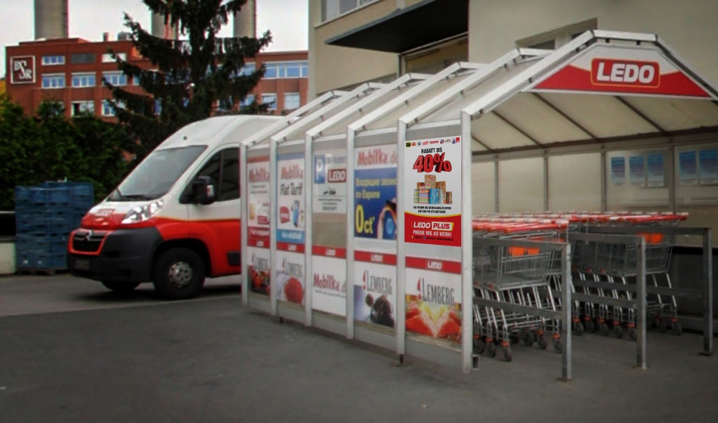 Outdoor advertising, in the subway, design of the advertising poster LEDO