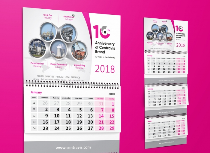 Design printed publications of calendars for company Centravis