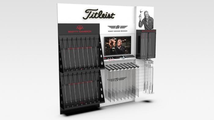 Create and 3D design of branded product stands for store St.Andrews