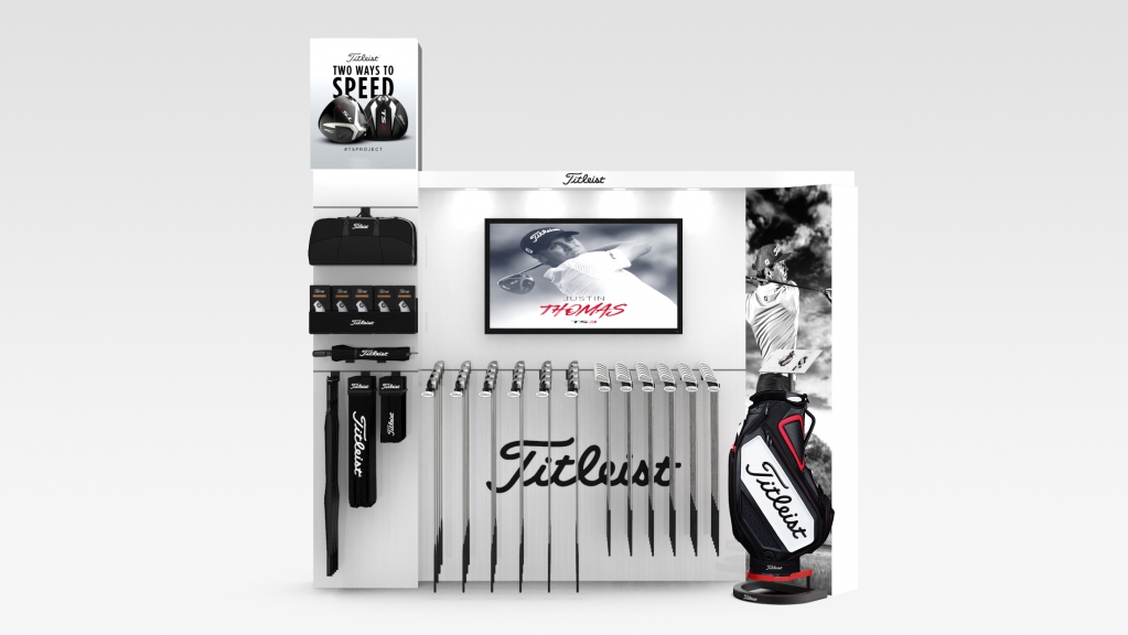 Create and 3D design of branded product stands for store St.Andrews