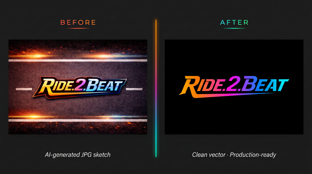 Before and after vector logo comparison | Startfire Studio